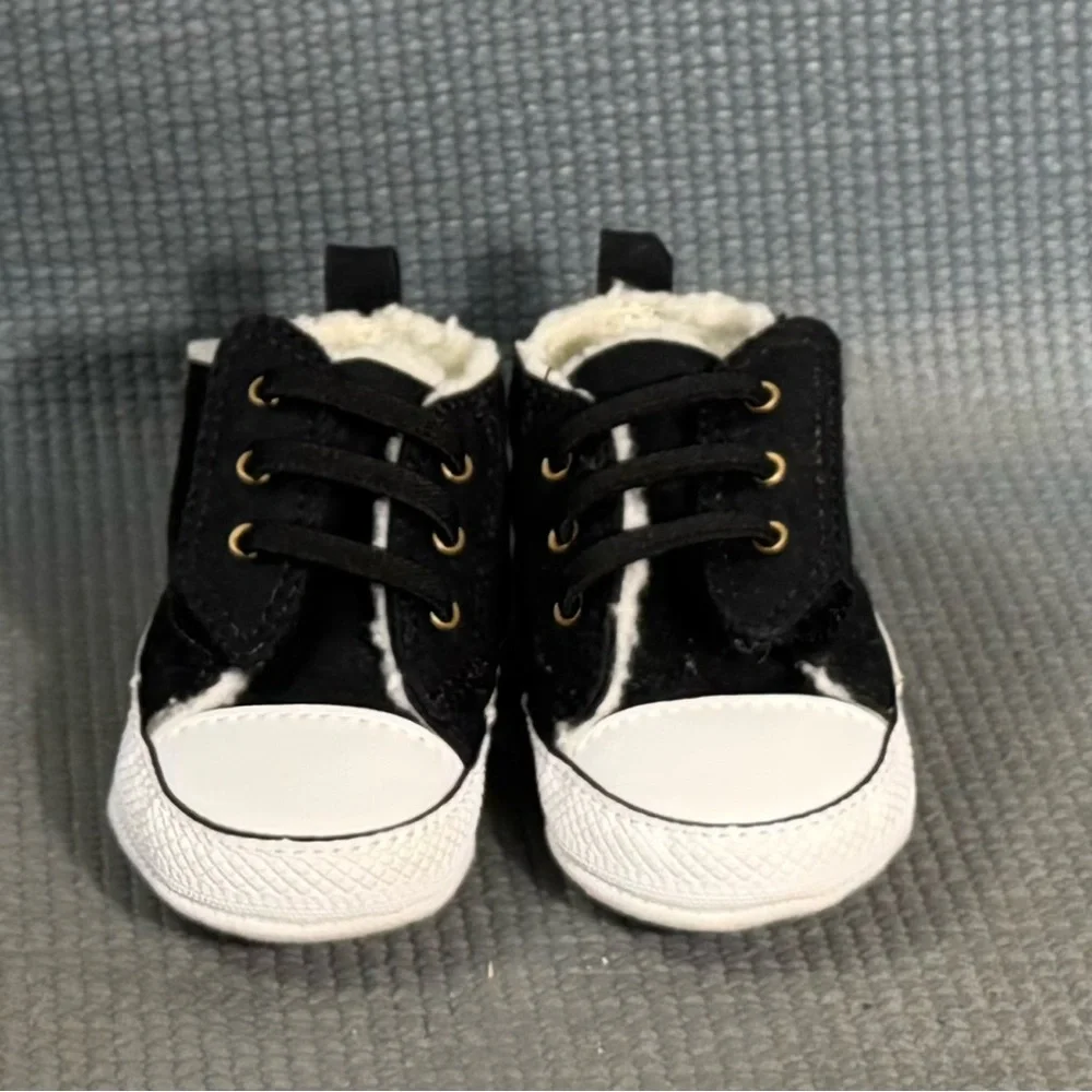 Converse All Star Chuck Taylor Crib Baby Black Soft Sole Shoes‎ Size 2C
